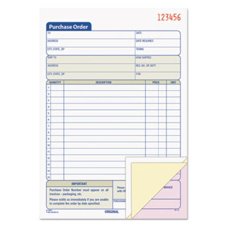 TOPS™ Purchase Order Book, 5 9/16 x 8 7/16, Three-Part Carbonless, 50 Sets/Book
