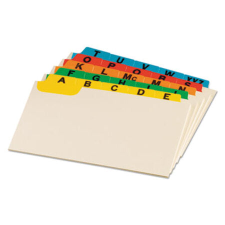 Oxford™ Manila Index Card Guides with Laminated Tabs, 1/5-Cut Top Tab, A to Z, 4 x 6, Manila, 25/Set