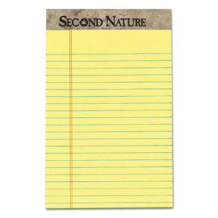 TOPS™ Second Nature Recycled Ruled Pads, Narrow Rule, 5 x 8, Canary, 50 Sheets, Dozen