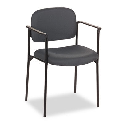 HON® VL616 Stacking Guest Chair with Arms, Charcoal Seat/Charcoal Back, Black Base