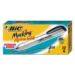 Bic® Intensity Retractable Permanent Marker, Fine Bullet Tip, Black, Dozen