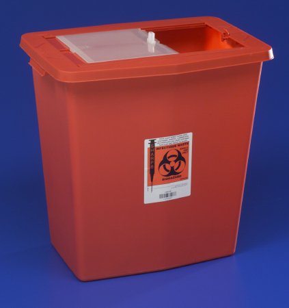 Cardinal Sharps Container SharpSafety™ 26 H X 18-1/4 W X 12-3/4 D Inch 18 Gallon Red Base / Translucent Lid Vertical Entry Sliding Lid - M-236329-4459 - Case of 5