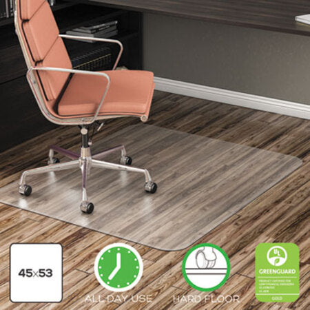 Deflecto® EconoMat All Day Use Chair Mat for Hard Floors, 45 x 53, Clear