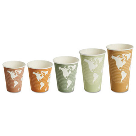 Eco-Products® World Art Renewable/Compostable Hot Cups, 8 oz, Plum, 50/Pack