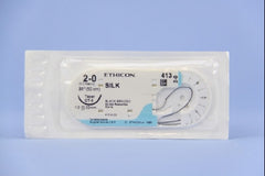 Suture with Needle Perma-Hand Nonabsorbable Coated Black Suture Braided Silk Size 2 - 0 20 Inch Suture 1-Needle 22 mm Length 1/2 Circle Taper Point Needle