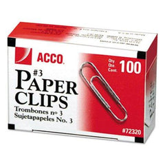 Acco Paper Clips, Small (No. 3), Silver, 1,000/Pack