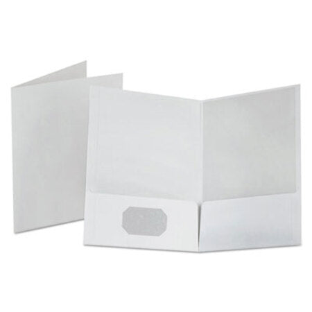 Oxford™ Linen Finish Twin Pocket Folders, Letter, White, 25/Box