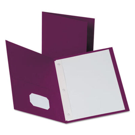 Oxford™ Twin-Pocket Folders with 3 Fasteners, Letter, 1/2" Capacity, Burgundy, 25/Box