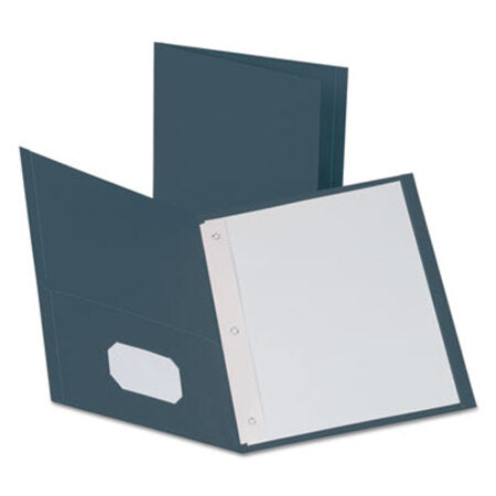 Oxford™ Twin-Pocket Folders with 3 Fasteners, Letter, 1/2" Capacity, Dark Blue, 25/Box