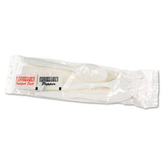 Boardwalk® Cutlery Kit, Plastic Fork/Spoon/Knife/Salt/Polypropylene/Napkin, White, 250/Carton