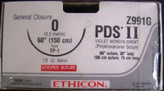 J & J Healthcare Systems Suture with Needle PDS™ II Absorbable Uncoated Violet Suture Monofilament Polydioxanone Size 0 60 Inch Suture 1-Needle 65 mm Length 1/2 Circle Taper Point Needle