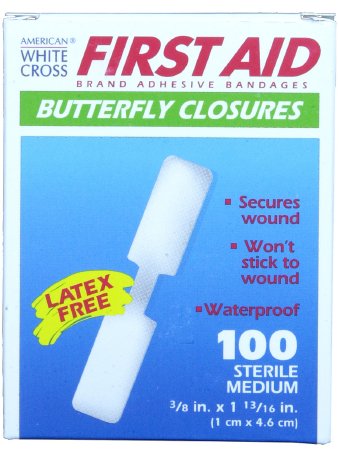 Dukal Skin Closure Strip First Aid Brand 3/8 X 1-13/16 Inch Nonwoven Material Butterfly Closure White