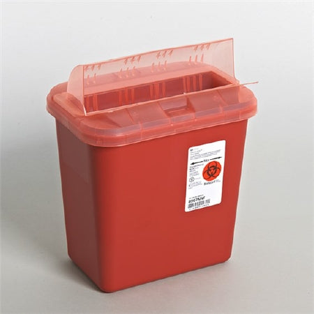 Cardinal Sharps Container Renewables™ 12-3/4 H X 10-1/2 W X 7-1/2 D Inch 2 Gallon Translucent Red Base / Translucent Lid Horizontal Entry Flap Lid