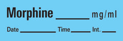 Precision Dynamics Drug Label Timemed Anesthesia Label Morphine_mg/mL Date_Time_Int._ Blue 1/2 X 1-1/2 Inch - M-239399-3211 - Roll of 1