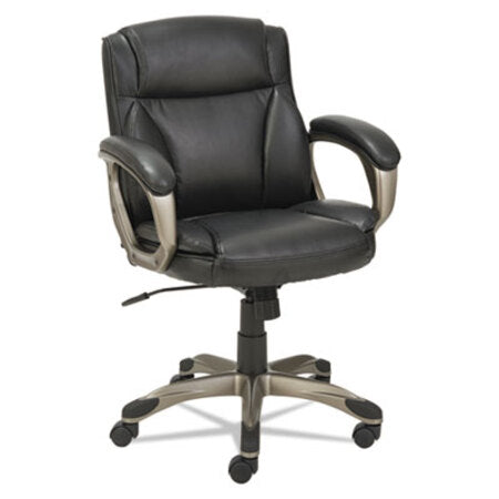 Alera® Alera Veon Series Low-Back Bonded Leather Task Chair, Supports up to 275 lbs, Black Seat/Black Back, Graphite Base