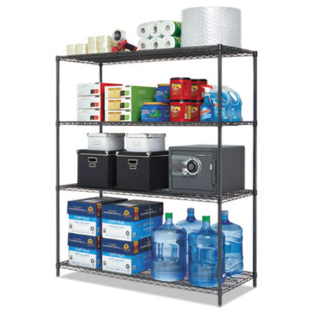 Alera® All-Purpose Wire Shelving Starter Kit, 4-Shelf, 60 x 24 x 72, Black Anthracite Plus