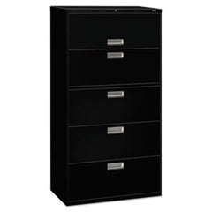 HON® 600 Series Five-Drawer Lateral File, 36w x 18d x 64.25h, Black