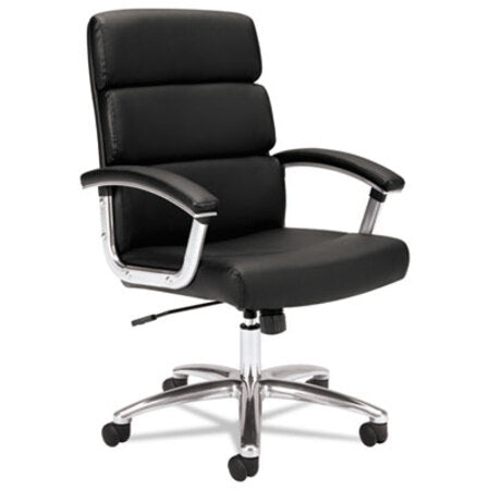 HON® Traction High-Back Executive Chair, Supports up to 250 lbs., Black Seat/Black Back, Polished Aluminum Base