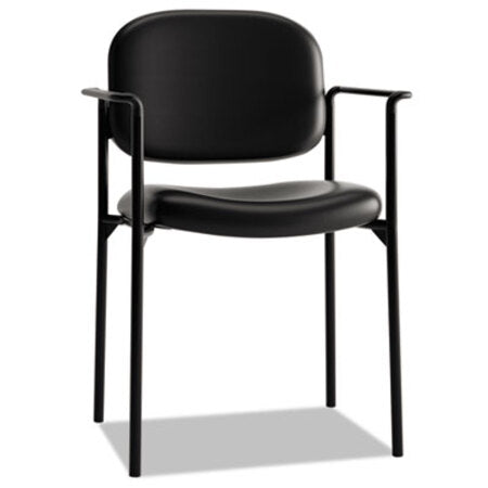 HON® VL616 Stacking Guest Chair with Arms, Black Seat/Black Back, Black Base