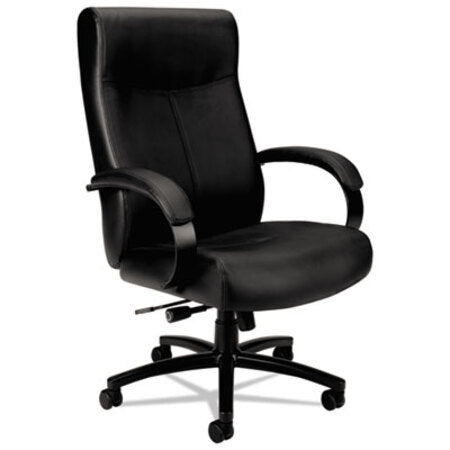 HON® Validate Big and Tall Leather Chair, Supports up to 450 lbs., Black Seat/Black Back, Black Base