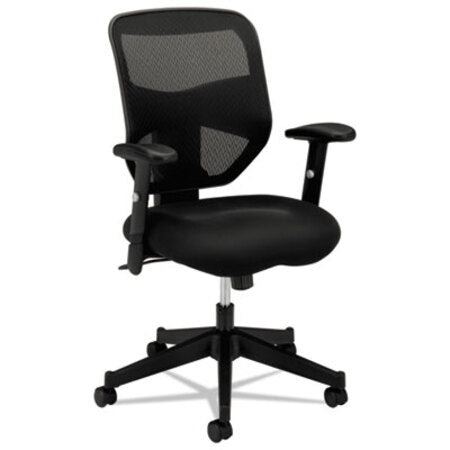 HON® VL531 Mesh High-Back Task Chair with Adjustable Arms, Supports up to 250 lbs., Black Seat/Black Back, Black Base