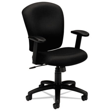 HON® HVL220 Mid-Back Task Chair, Supports up to 250 lbs., Black Seat/Black Back, Black Base