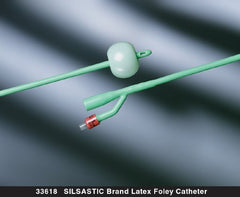 Bard Foley Catheter Silastic® 2-Way Round Tip 5 cc Balloon 18 Fr. Silicone Coated Latex