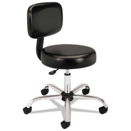 HON® Adjustable Task/Lab Stool with Back, 22" Seat Height, Supports up to 250 lbs., Black Seat/Black Back, Steel Base