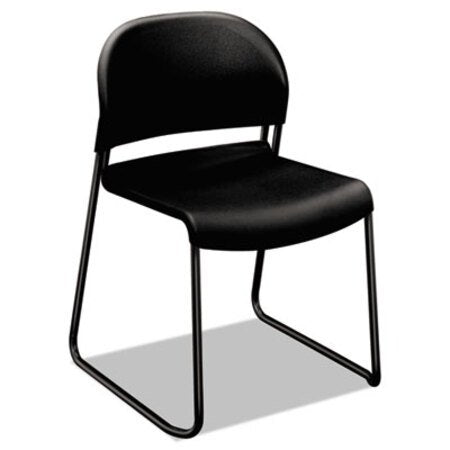 HON® GuestStacker High Density Chairs, Onyx Seat/Onyx Back, Black Base, 4/Carton