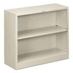 HON® Metal Bookcase, Two-Shelf, 34-1/2w x 12-5/8d x 29h, Light Gray