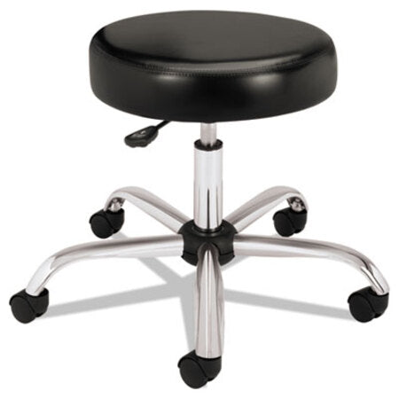 HON® Adjustable Task/Lab Stool without Back, 22" Seat Height, Supports up to 250 lbs., Black Seat, Steel Base