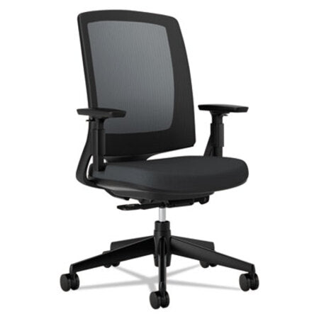 HON® Lota Series Mesh Mid-Back Work Chair, Supports up to 250 lbs., Black Seat/Black Back, Black Base