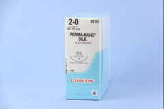 Suture with Needle Perma-Hand Nonabsorbable Coated Black Suture Braided Silk Size 2 - 0 30 Inch Suture 1-Needle 40 mm Length 3/8 Circle Precision Point - Reverse Cutting Needle