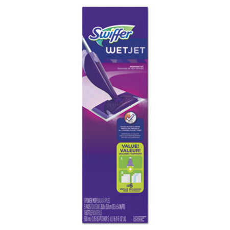 Swiffer® WetJet Mop Starter Kit, 46" Handle, Silver/Purple