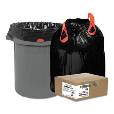 n Tie® Heavy-Duty Trash Bags, 33 gal, 1.2 mil, 33.5" x 38", Black, 150/Box
