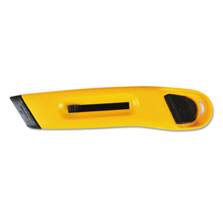 COSCO Plastic Utility Knife with Retractable Blade and Snap Closure, Yellow