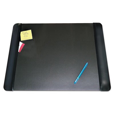 Artistic® Executive Desk Pad with Antimicrobial Protection, Leather-Like Side Panels, 24 x 19, Black