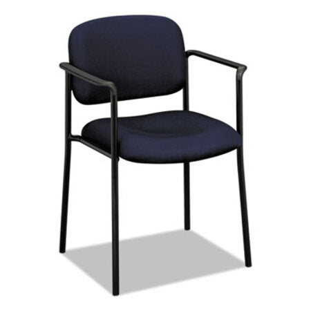 HON® VL616 Stacking Guest Chair with Arms, Navy Seat/Navy Back, Black Base