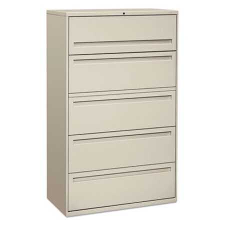 HON® 700 Series Five-Drawer Lateral File with Roll-Out Shelves, 42w x 18d x 64.25h, Light Gray