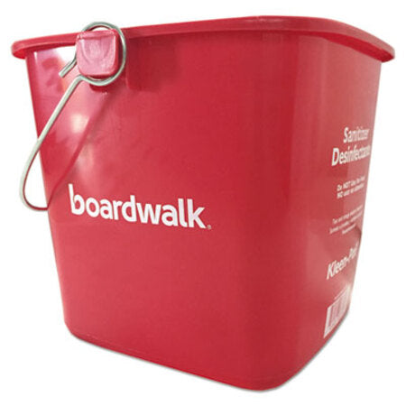 Boardwalk® Sanitizing Bucket, 6 qt, Red, Plastic