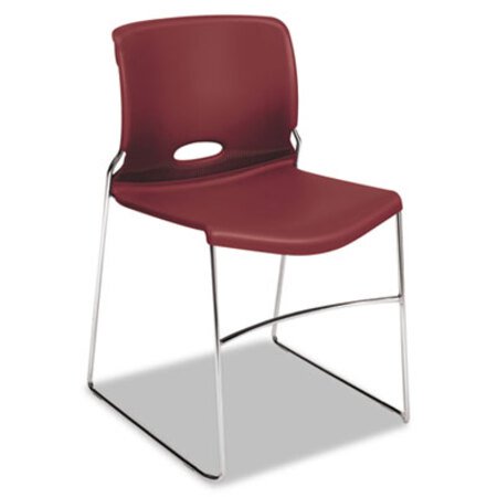 HON® Olson Stacker High Density Chair, Mulberry Seat/Mulberry Back, Chrome Base, 4/Carton
