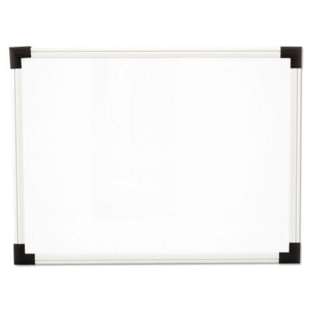 Universal® Dry Erase Board, Melamine, 24 x 18, White, Black/Gray, Aluminum/Plastic Frame