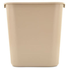 Rubbermaid® Commercial Deskside Plastic Wastebasket, Rectangular, 7 gal, Beige