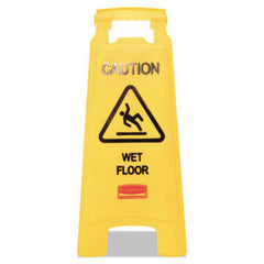 Rubbermaid® Commercial Caution Wet Floor Floor Sign, Plastic, 11 x 12 x 25, Bright Yellow