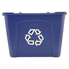 Rubbermaid® Commercial Stacking Recycle Bin, Rectangular, Polyethylene, 14 gal, Blue