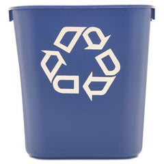 Rubbermaid® Commercial Small Deskside Recycling Container, Rectangular, Plastic, 13.63 qt, Blue