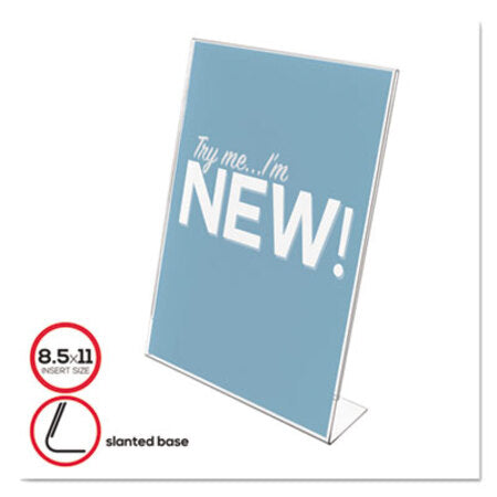 Deflecto® Classic Image Slanted Sign Holder, Portrait, 8 1/2 x 11 Insert, Clear