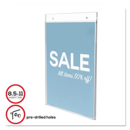 Deflecto® Classic Image Wall-Mount Sign Holder, Portrait, 8 1/2 x 11, Clear