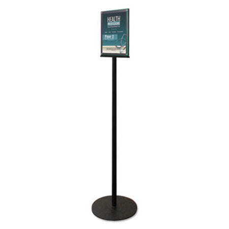 Deflecto® Double-Sided Magnetic Sign Display, 8 1/2 x 11 Insert, 56" Tall, Clear/Black