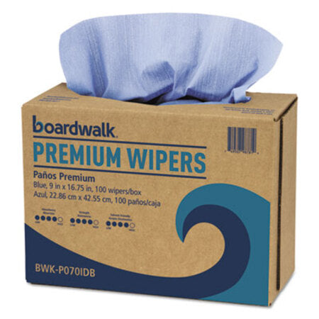 Boardwalk® Hydrospun Wipers, Blue, 9 x 16.75, 100 Wipes/Box, 10 Boxes/Carton